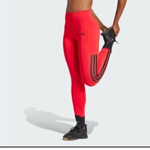 Adidas Vibrant Red Leggings with Black Accents